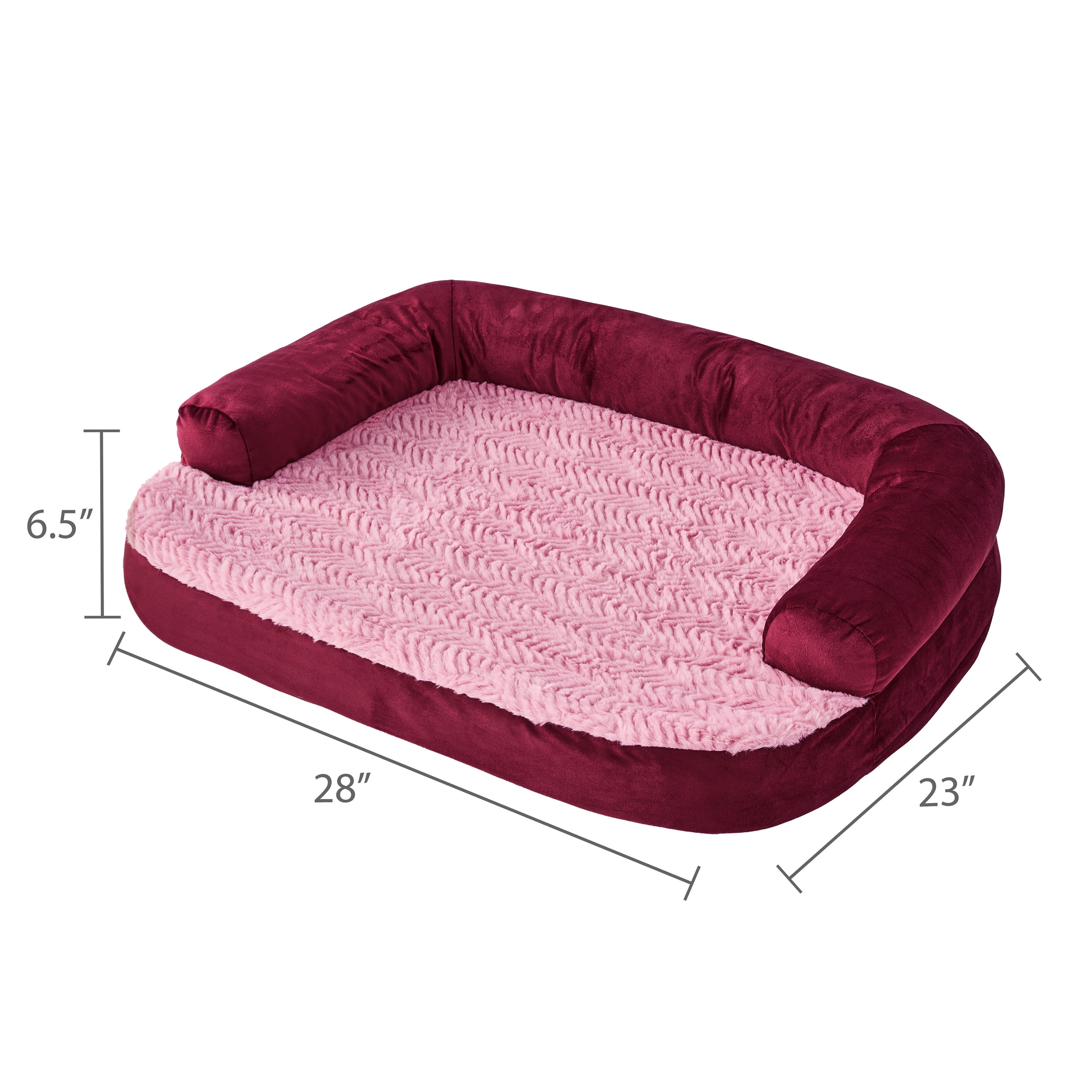 Vibrant Life Small Round Corner Sofa Style Dog Bed, Red, 23" x 28"
