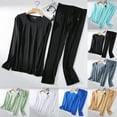 thumbnail image 4 of Mens Thin Long Johns Set Ice Silk Long Underwear Long Sleeves Top/bottom/2pc Set, 4 of 9
