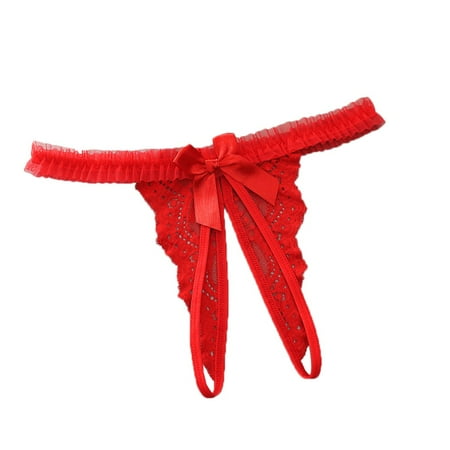HYSYSB Crotchless Underwear for Women thongs for Women plus Size G String thong Panties for Women sexy Pajamas Lace Open Lingerie Panties G-pants Thong  micro Thongs for Women Red One Size