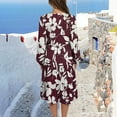 thumbnail image 4 of HAJWOH Fall Dresses for Women Casual Long Sleeve Cocktail Dresses Soft Vneck Work Dresses Wine XL, 4 of 5