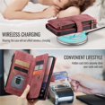 thumbnail image 4 of CaseMe Case for Google Pixel 11 Pro XL Wallet Case for Women Men, Fashion Durable PU Leather Magnetic Flip Lanyard Strap Wristlet 10-Card Holder Zipper Wallet Phone Case,Red, 4 of 8