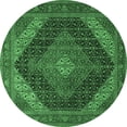 thumbnail image 1 of Ahgly Company Indoor Round Medallion Emerald Green Traditional Area Rugs, 6' Round, 1 of 4