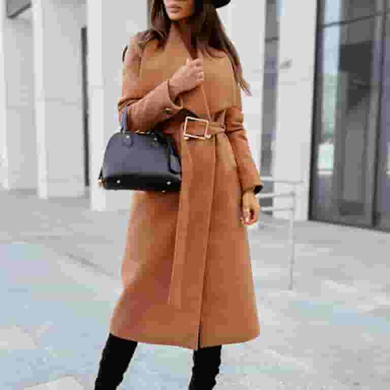 コート Heavy-Duty Trench Coat TBKOMH Trench Coats For Women,Fashion Lapel Faux Wool