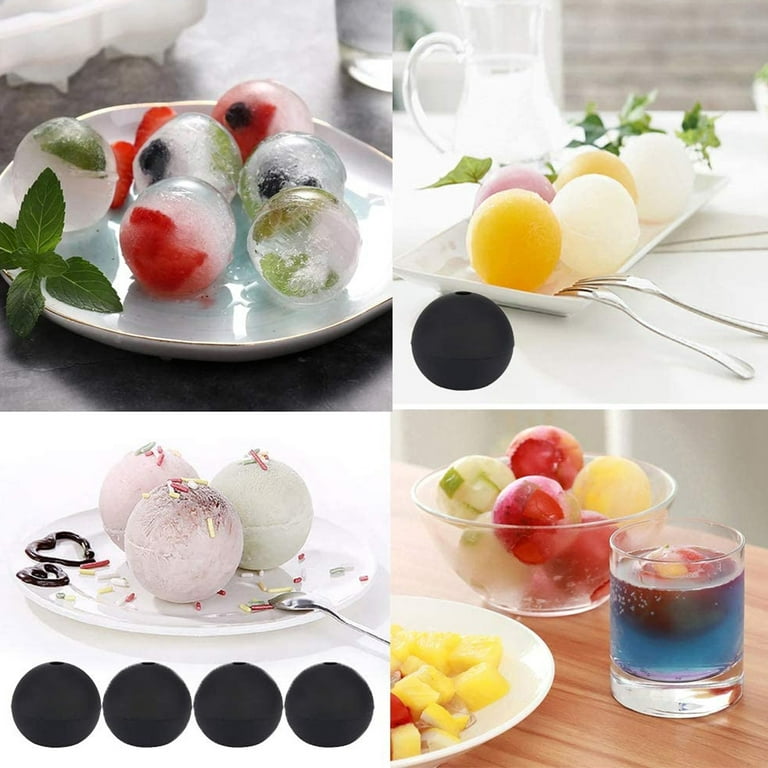 4 Pack Ice Ball Maker, Whiskey Ice Mold, Silicone Ice Cube Tray, 2.5 Inches  Sphere Ice Mold For Whiskey And Cocktail