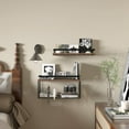 thumbnail image 3 of Floating Shelves with Wire Storage Basket, Bathroom Shelves Over Toilet, Set of 2, 3 of 7