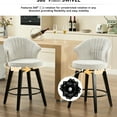 thumbnail image 2 of 25" Counter Height Swivel Bar Stools (2) - Solid Wood Legs, Chenille Upholstery In White, Leveling Feet For Home Pub, Dining Room, Kitchen Island Enjoyment Adjustable (2pcs) Wood, Chenille, Island,, 2 of 6