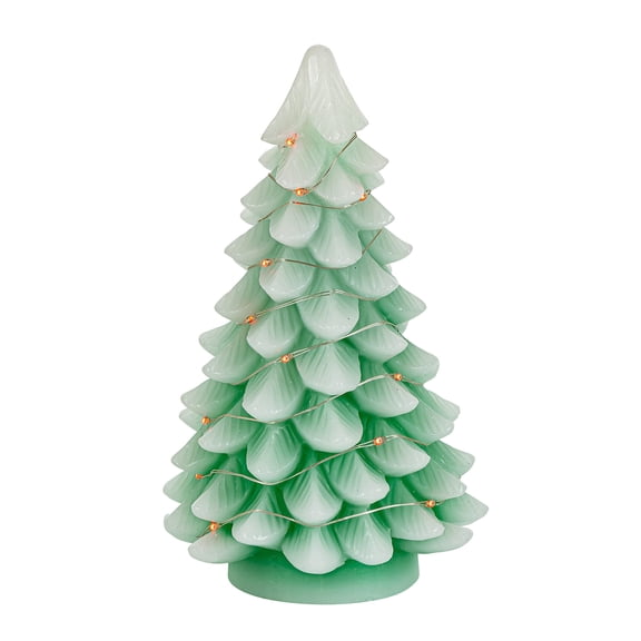 Gerson Battery Operated Green Christmas Tree, 9.05" – LED Color-Changing Lights, Tabletop Holiday Decoration