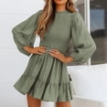thumbnail image 4 of Vestidos Para Mujer Otoño Moda Otoño Casua Soild Mini Vestido de Manga Larga Con Cuello Redondo Odeerbi ODB146349, 4 of 9