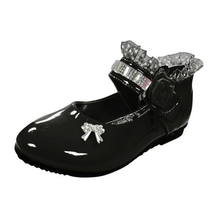 

Dress Shoes for Girls Comfort Cuban Pull-On Comfortable Pink Wedding Party Shoes Size 6.5 Years-7 Years