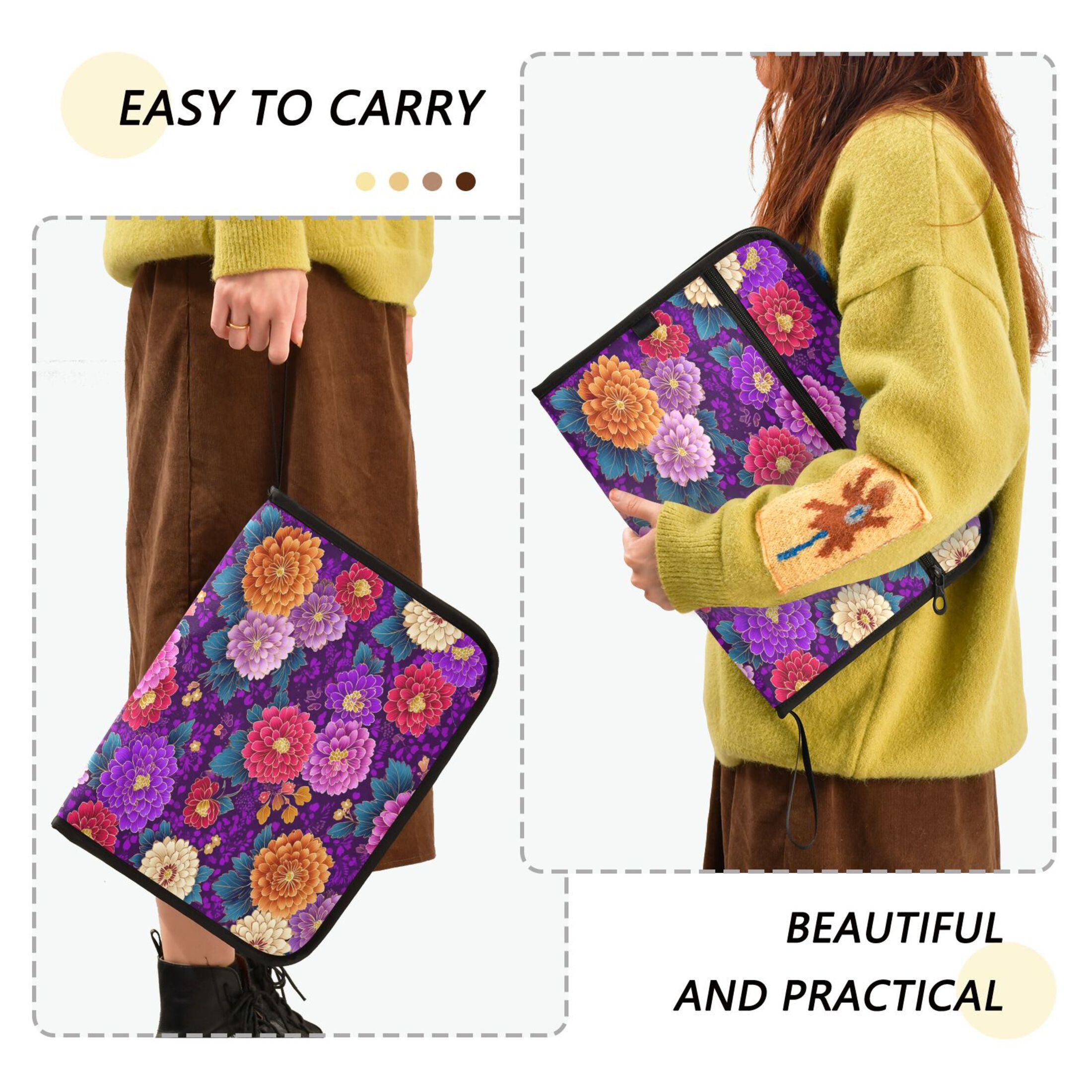 Organ Folder 14.2 x 0.8 x 10.6 Inches 13 Separate Pockets A4 Size Documents Folder A Sort Storage File Manager For The Home Office Japanese Flowers
