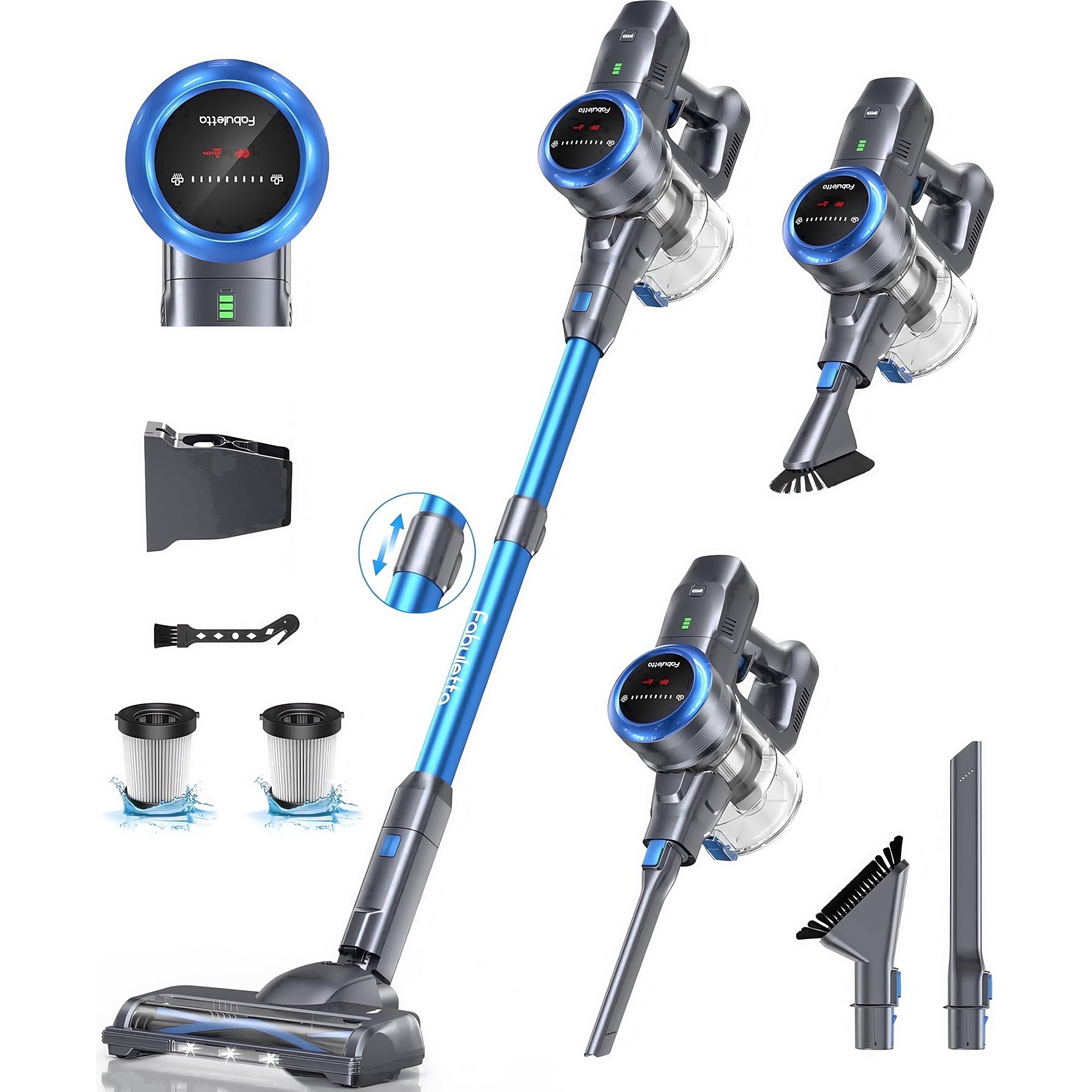 Lazyswan Cordless Stick Vacuum Cleaner Lightweight Self-standing Vac for Home Pet Hair Car Carpet Hardwood Floor