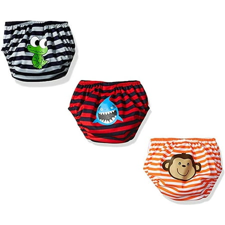 

KIKO & MAX Baby Boys Infant Three-Pack Absorbant Reusable Swim Diaper (Large)