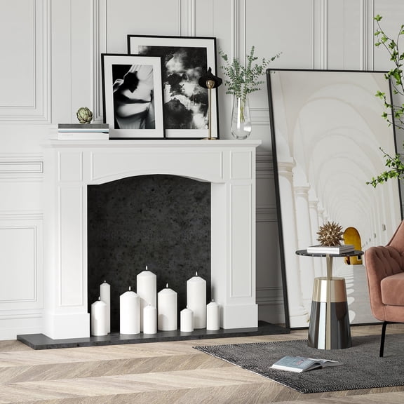 HOMCOM Modern Fireplace Mantel Surround, MDF Electric Fireplace Shelf with Decorative Design, Wall-Mounted Fireplace Surround with Anti-Tipping Device, 45.25" White