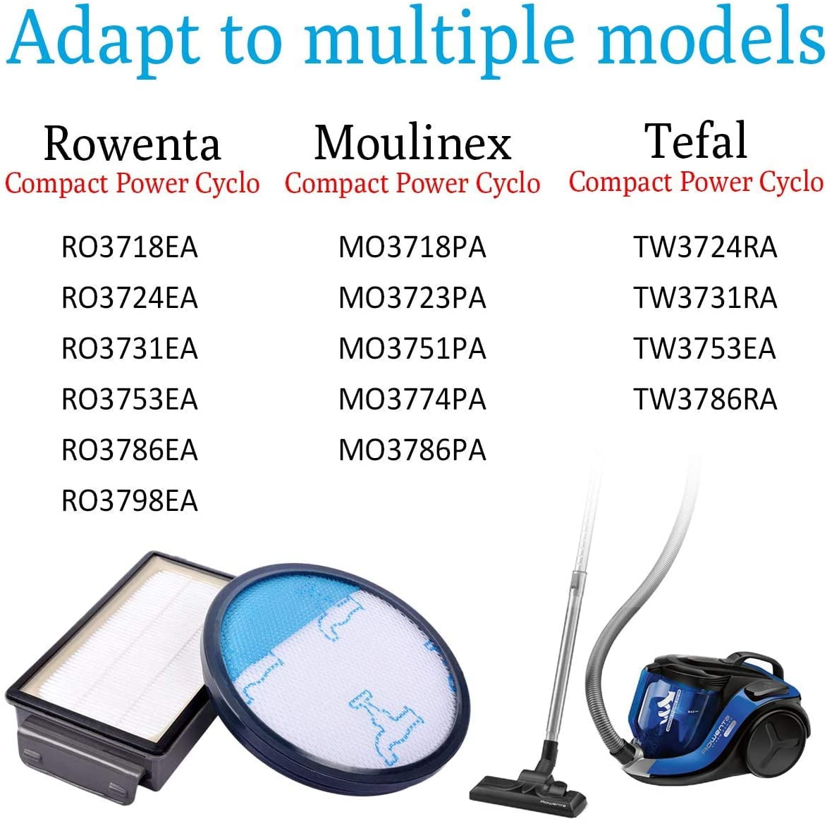 XISOBO 2 Kit (4 Pieces) HEPA Filter for Rowenta Power Cyclonic/Moulinex/Tefal,  RO3718EA RO3724EA RO3731EA RO3753EA RO3786EA RO3798EA MO3718PA MO3723PA  MO3751PA TW3724RA TW3111111111111PA RA | Walmart Canada