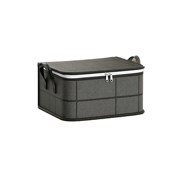 Fabric Storage Organizer Bags, Dark Gray Non-Woven Foldable Zippered Storage Totes with Reinforced Handles for Clothes, Blankets, Linens and Household Items