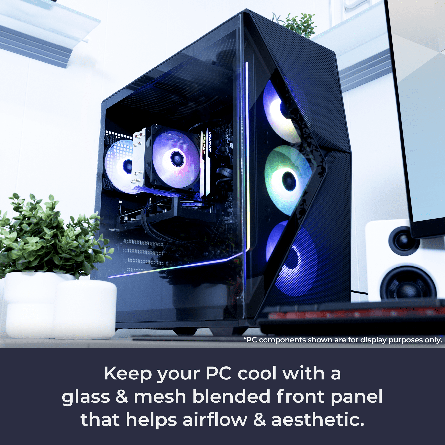 iBUYPOWER Slate MESH Gaming PC Desktop Computer AMD Ryzen 7 8700F CPU, NVIDIA GeForce RTX 5070 12GB GPU, 32GB DDR5 RGB 5200MHz RAM, 1TB NVMe SSD, Windows 11 Home, Gamer Keyboard and Mouse SMA7N5701