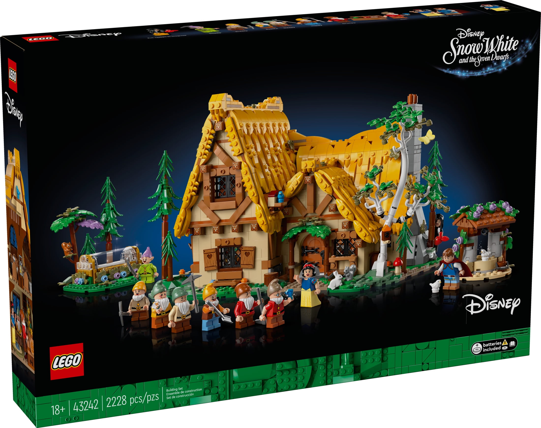 LEGO Disney Snow White and the Seven Dwarfs’ Cottage Building Kit, Build and Display Disney Princess Set with 10 Minifigures Including Snow White, Gift Idea for Fans of the Classic Movie, 43242