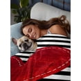 thumbnail image 3 of Red Love Heart Valentine's Day California King Size Flat Sheet, Wrinkleproof & Fadeproof Cooling Flat Bed Sheet Only, Black White Striped Breathable Soft Bedding Top Sheets 108 x 98 Inches, 3 of 8