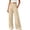 Beige, variant on Women's Plus Size Wide Leg Pants Smocked Elastic High Waist Casual Palazzo Trousers Button Decor Loose Flowy Long Pants with Pockets