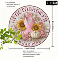 thumbnail image 2 of 2D Flat, Room Decor Vintage Pink Ribbon Wreath Sign - Iron Metal Breast Cancer Awareness Wall Decor for Home, Office, Dorm - Versatile Hanging Decoration for Porch, Living Room, Cafe, Bar 8*8in, 2 of 6