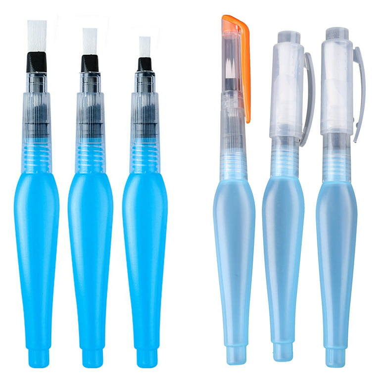 YEUHTLL Pack of 6Pcs Water Paint Brush Set Refillable Ink Water Brush Pen  Fine Flat Nib 