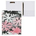 thumbnail image 3 of Pink Snowflakes 12.4x10.6in PVC Round Ring Binders, 2-Pack, D-Ring 3-Hole, Metal Clip, 3 of 10