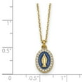 thumbnail image 5 of Sterling Silver Gold-plated CZ and Blue Enamel Miraculous Medal 15.75 inch with 2 inch extender Necklace, 5 of 5