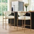 thumbnail image 2 of Spruce & Spring Modern Counter Bar Stool with Woven Strap Arms & Gold Metal Frame Set of 2, Ivory with Gold Frame, 2 of 8