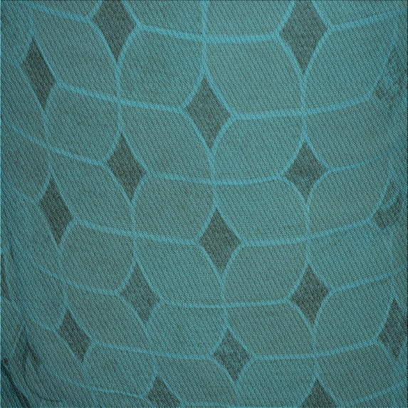 Ahgly Company Machine Washable Indoor Square Transitional Medium Teal Green Area Rugs, 5' Square