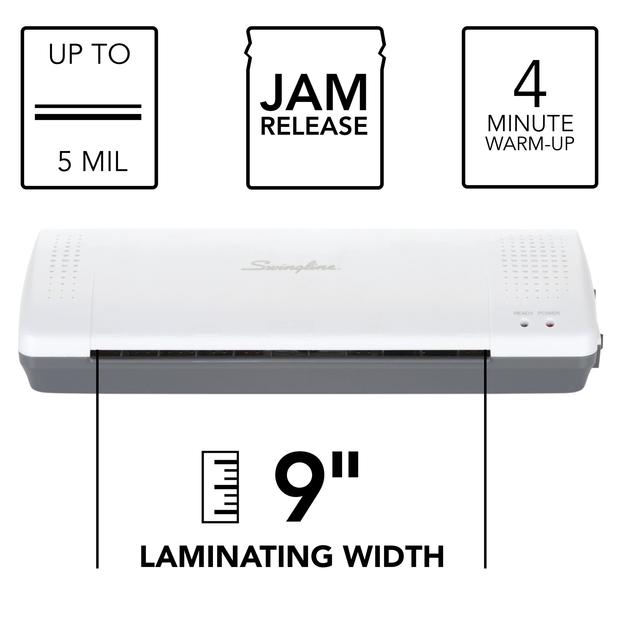 Swingline Inspire Plus Thermal Pouch Laminator, 9" Max Width, 4 Minute Warm-up, 3 - 5 Mil