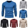 thumbnail image 5 of CENL Men Thicken Pullover O-neck Solid Color Long Sleeve Warm Slim Sweater Knit Top, 5 of 9