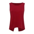 thumbnail image 4 of Tops for Women Trendy Womens Juniors Shirts Short Sleeve Dress Shirts for Women Short Sleeve Ladies Tunic Long Work Shirt Tops Loose Sleeveless Work Blouse Polyester Athletic Long Red L, 4 of 7
