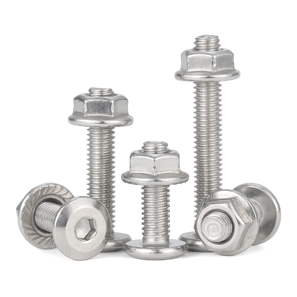 10 Pcs 304 Stainless Steel Large Flat Head Hex Socket Set Screws for Machining Fittings M6x40mm.