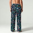 thumbnail image 4 of Wutalume Men's Drawstring Pocket Flannel Pants with Festive Print, Warm Homewear Sleep Pants for Cozy Nights and Relaxation,Navy L, 4 of 7
