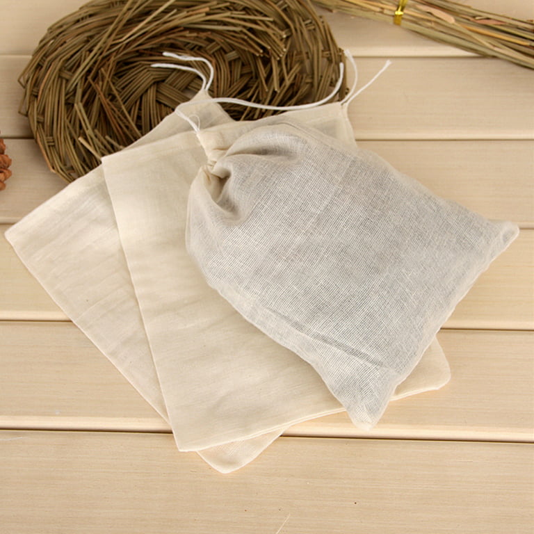 Travelwant 10/50/100pcs Reusable Drawstring Cotton Soup Bags, Straining Herbs Cheesecloth Bags, Coffee Tea Brew Bags, Soup Gravy Broth Stew Bags, Bone