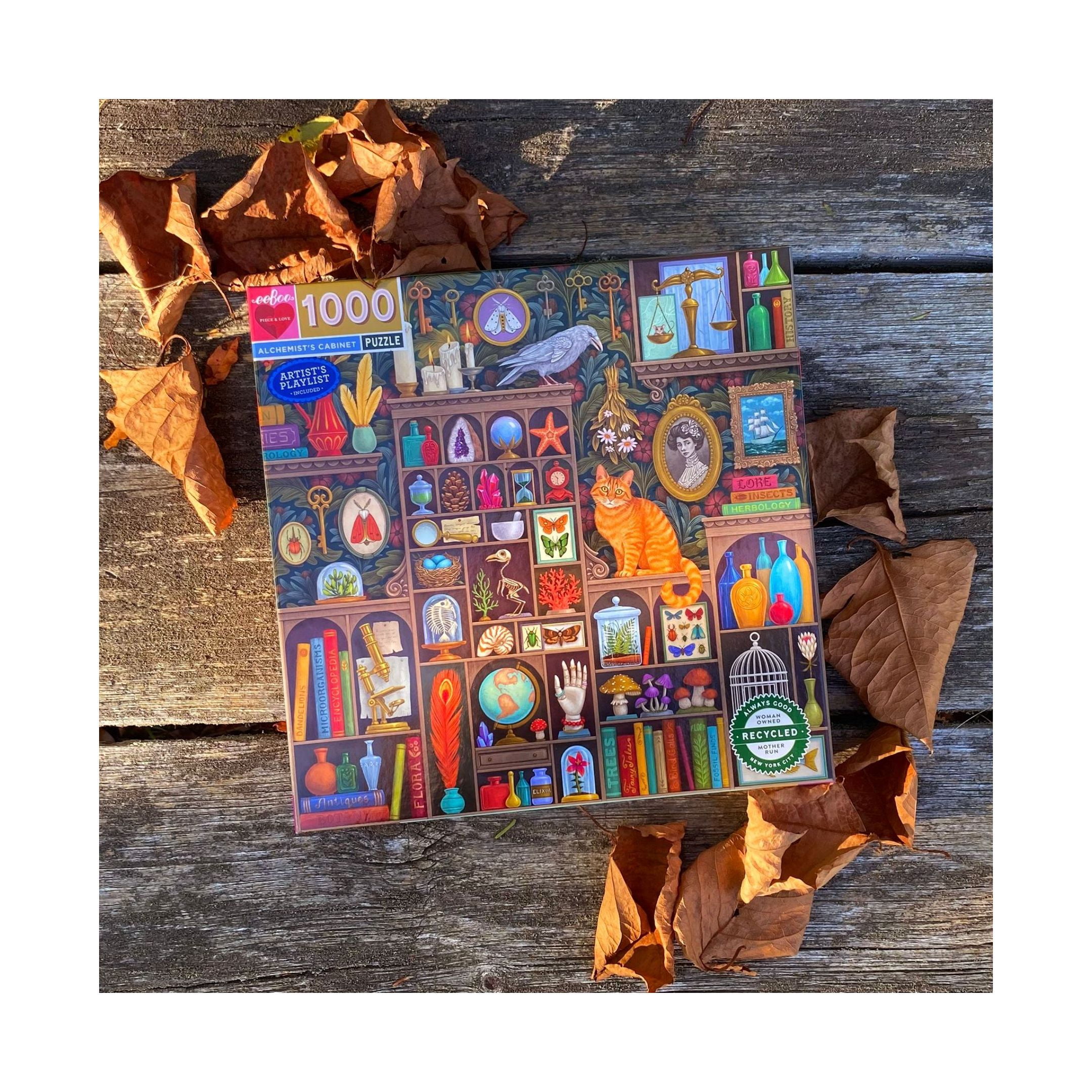 eeBoo Piece and Love Alchemist Cabinet 1000 Piece  Square Jigsaw  Puzzle, 23" x 23" square by Illustrator Vasilisa Romanenko, Ages 14 and Up