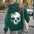 thumbnail image 2 of Women's Halloween Hooded Sweatshirts Skull Graphic Long Sleeve Drawstring Pullover Tops Skeleton Print Hoodie Shirts, 2 of 6