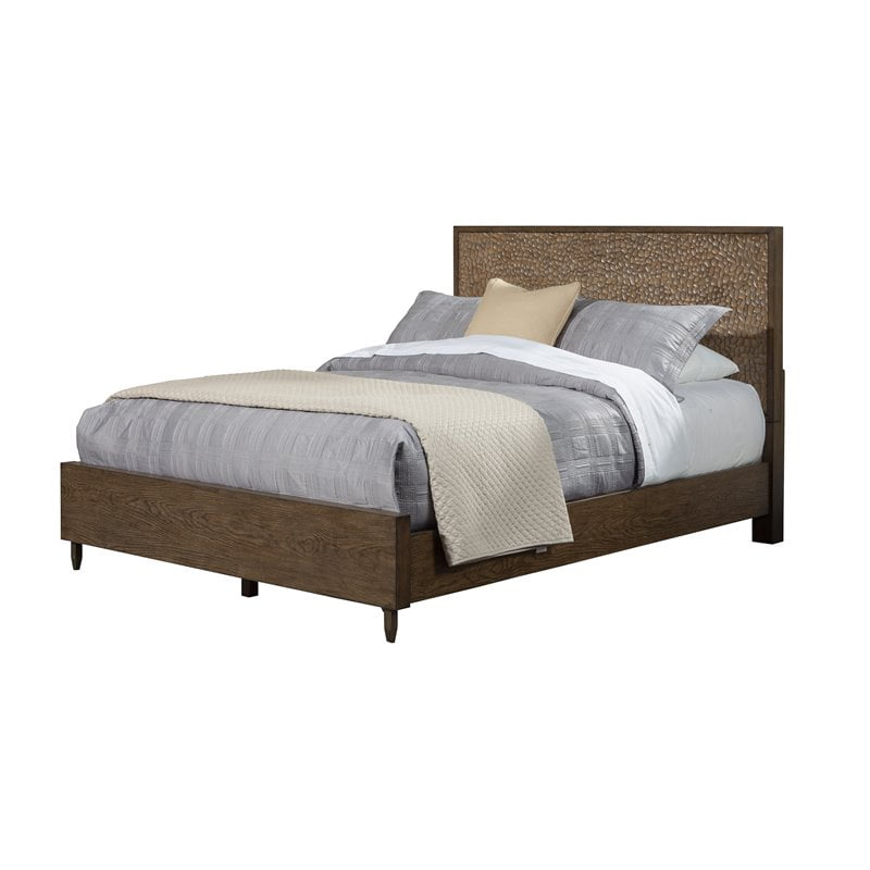 Panel Bed With Textured Resin Headboard, Klara Modern Expandable Twin To King Bed Frame