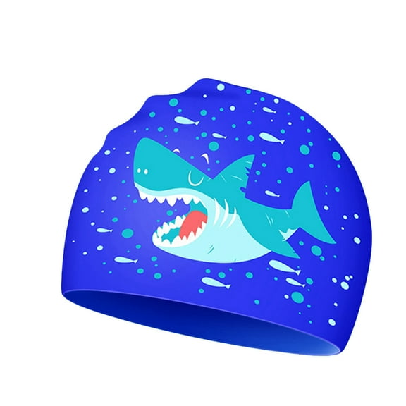 Glisme Kids Swim Cap Waterproof Silicone Swimming Cap For Toddler Child Youth Girls Boys Durable Swim Hats Shark Bathing Caps ,Blue