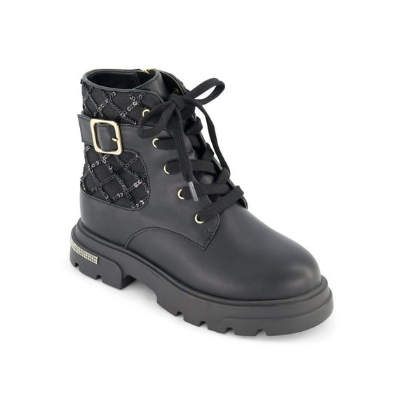 Jessica Simpson Youth Girls Black Rosa Buckle Side Zipper Combat Motto Boot