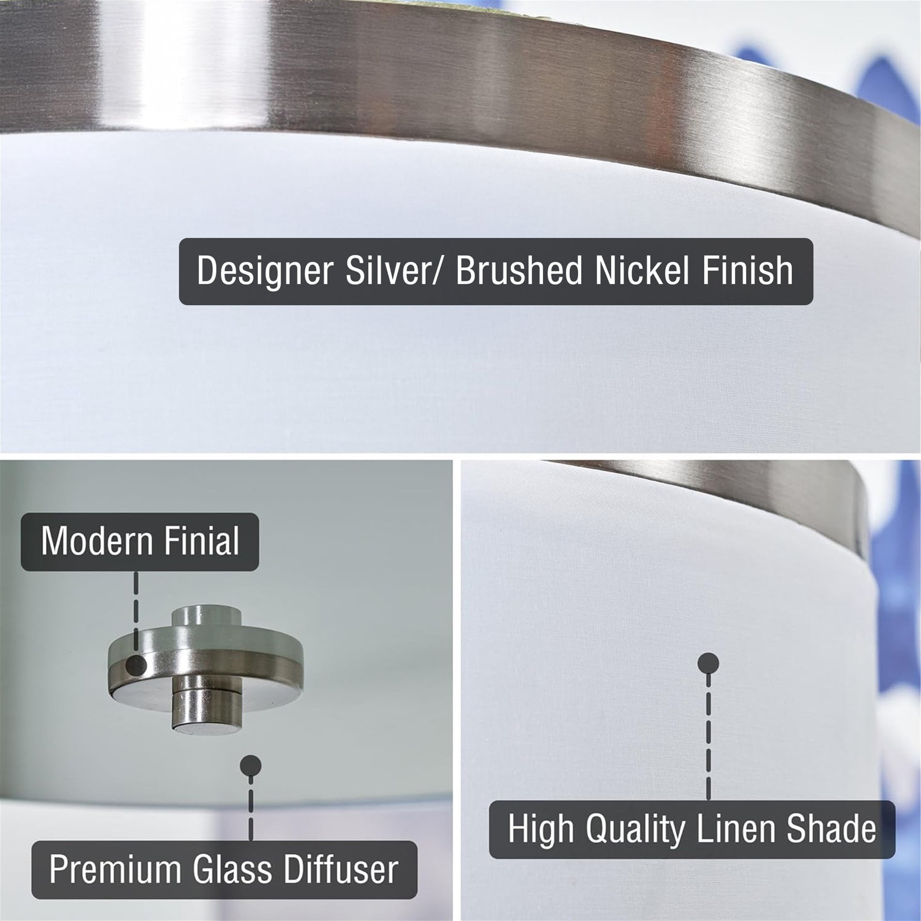 Kira Home Walker 20" Drum Flush Mount Ceiling Light, White Fabric Shade, Frosted Glass Diffuser, Close to Ceiling