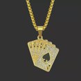 thumbnail image 2 of K-KED Biker Casino Lucky Poker Straight Flush Pendant Necklace Jewelry-Gold, 2 of 6
