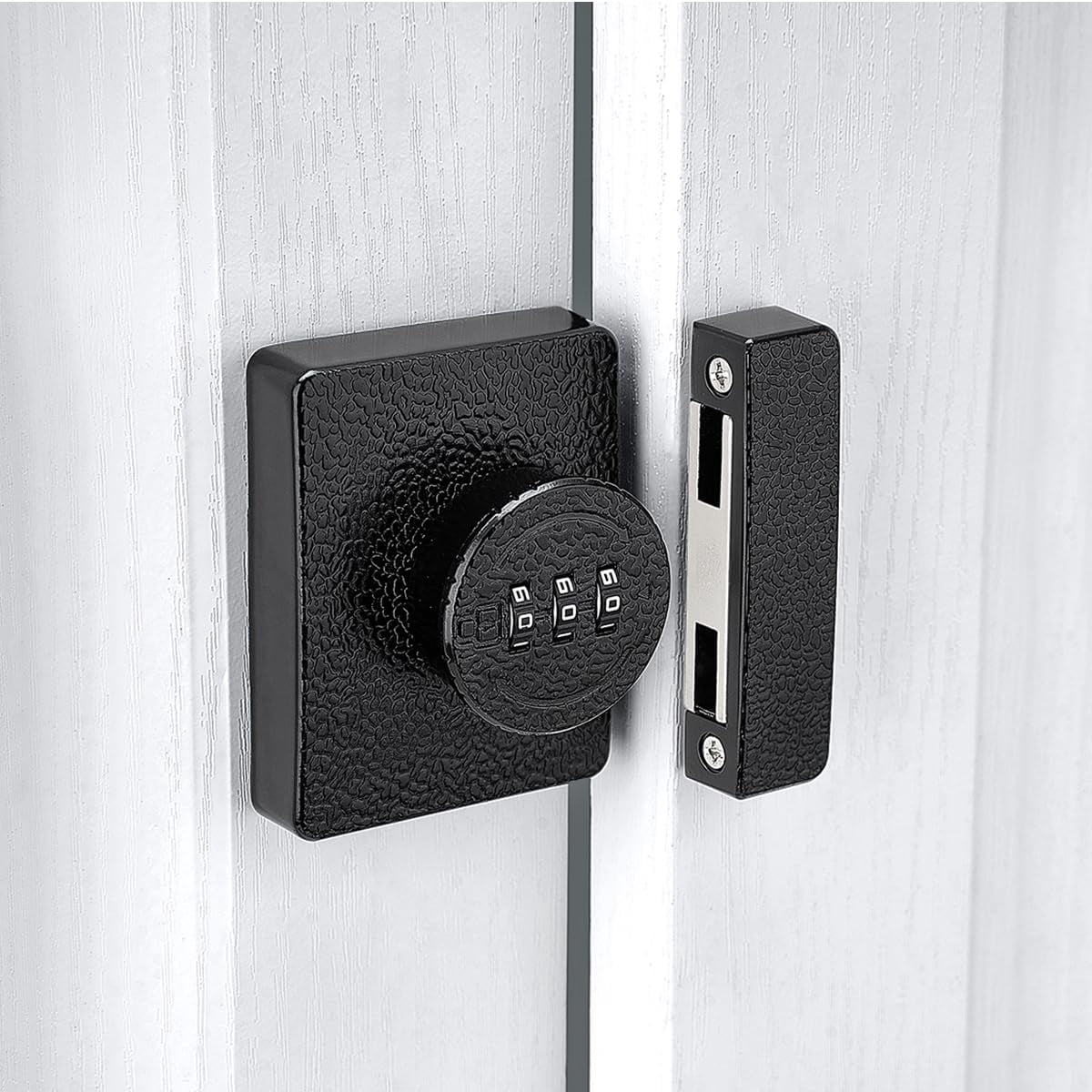 Closet Locks for Double Doors -3-Digit Keyless Cabinet Locks with Combination for Bifold Sliding Closet Door Lock with Code for Cupboard Pantry Barn Shed Door Black 1 Pack