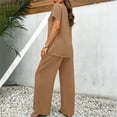 thumbnail image 6 of gbyLJF Women's Summer Outfits 2 Piece Matching Casual Sets Short Sleeve T-shirts with Irregular Hem and Wide Leg Pant Set, 6 of 9