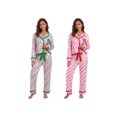 thumbnail image 2 of LMLYSoH Women Christmas Pajamas Set, Striped Long Sleeve Tops and Tie Waist Pants, 2 of 9