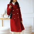 thumbnail image 2 of Stichou Women's Classic Long Sleeved Jacket Lapel Collar Coats Solid Color Wrap Coats With Pockets Wine M, 2 of 8