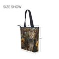 thumbnail image 7 of Zipper canvas bag large capacity large size practical handbag durable Canvas with leather material A Regal Tabby Cat, 7 of 7