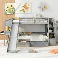 thumbnail image 2 of Bellemave Bunk Bed with Desk and Stairs, Twin over Twin Bunk Beds with Slide and Drawers, Wood Stairway Bunk Bed Frame with Storage Shelves, Twin Szie Bunk Bed for Teens Adults (Gray), 2 of 9