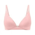 thumbnail image 2 of Riforla Front Closure Bras for Women No Underwire Low Cut Deep V Padded Bralette Seamless Comfy Bras with Support Bras for Women Pink S, 2 of 6