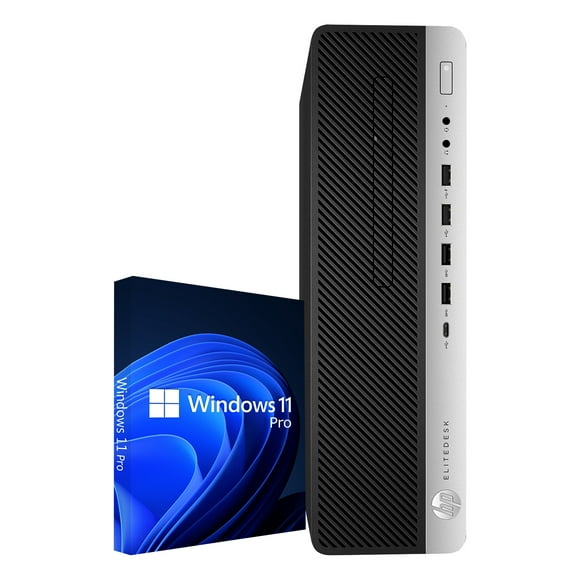 HP ProDesk 800 G5 SFF Windows 11 Pro Desktop PC Computer - Black (Intel Hexa-Core i5 Processor/ 16GB DDR4 RAM/ 512GB SSD/ WIFI) Wireless Keyboard - Refurbished